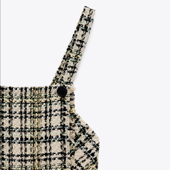 ZARA TEXTURED PLAID PINAFORE DRESS - Picture 10 of 13